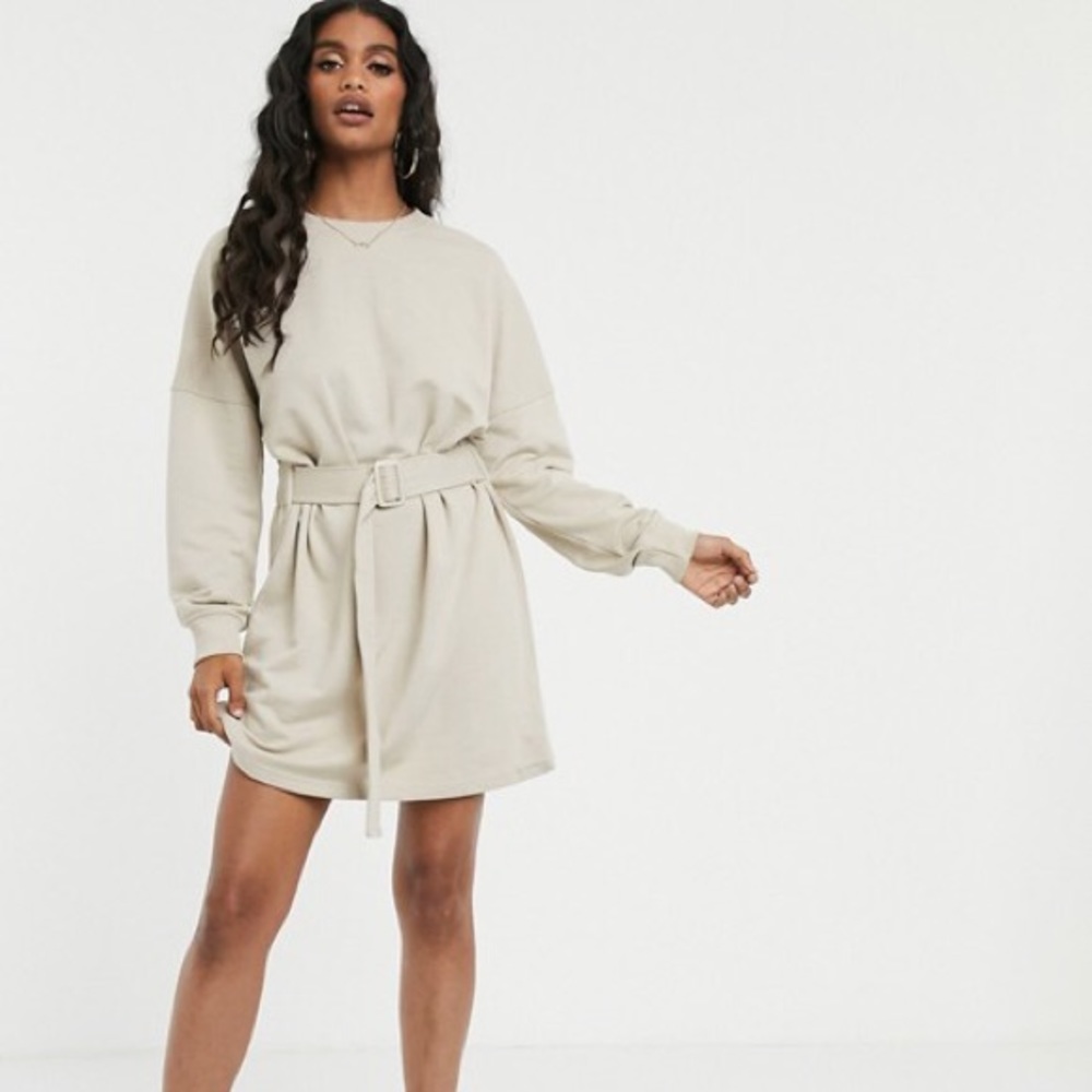 Belted Sweatshirt dress